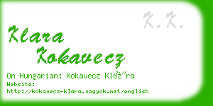 klara kokavecz business card